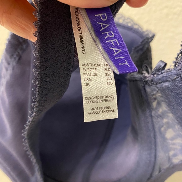 EUC Parfait Lingerie underwire lightly padded back closure bra, size 36D - Picture 6 of 6